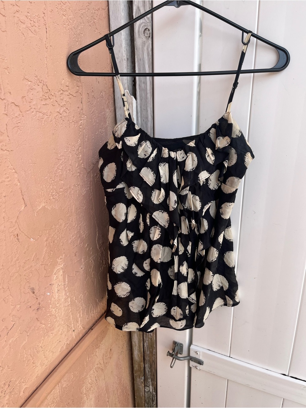 Forever 21 Black Camisole with Cream Polka Dots Ruffle Betty Boop Vibe